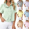 Striped Casual Yarn-Dyed Shirt For Women