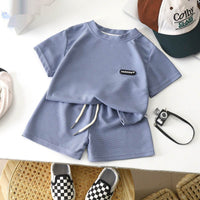 Children's Casual Suit Loose Casual Men's And Women's Short-sleeved Children's Waffle