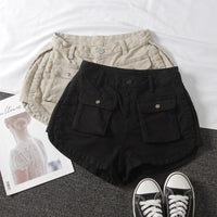 Washed white small pocket denim shorts