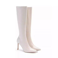 Womens Solid Color Casual White Pointedtoe Overtheknee Boots