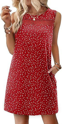 Fashionable Printed Lace Trim Patchwork Dress