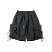 Loose Design Cargo Shorts Japanese Style Solid Color