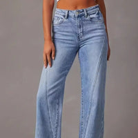 Straight-leg Stretch Jeans In Soft Blue Denim