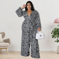Womens Long-Sleeve Jumpsuit With Straight-Leg Pants