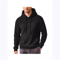 Mens Plus-Size Casual Sporty Fleece-Lined Hooded Patchwork Plaid Sweatshirt Jacket
