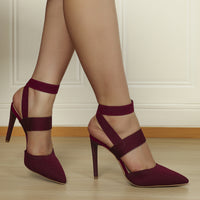 Closed Toe Back Empty Elastic Band Stretch High Heels Pointed Sandals