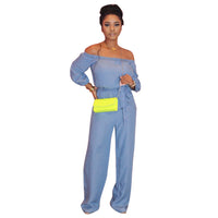 One-shoulder off-the-shoulder strappy jumpsuit