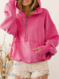 Zip-up Hoodie Sports Hoodie Solid-color Pullover Top