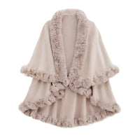 Autumn And Winter Rabbit Fur Collar Double Layer Artificial Cashmere Cape And Shawl