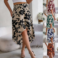 Elegant Flower Ruffled Mid-length Asymmetrical Skirt Women's Wear