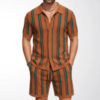 Men's Casual Short-Sleeve Knitted Two-Piece Set