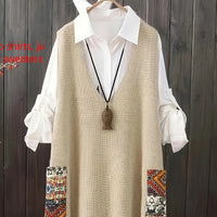 Women's Knitted Vest Loose V-neck