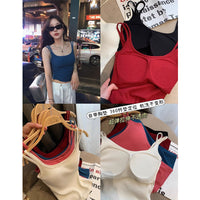 Retro Underwear U Collar Beautiful Back Outer Wear Sleeveless Vest Top