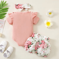 Sunken Stripe Cotton And Printed Shorts Plus Belt Fashion Style