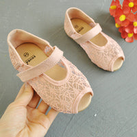 Hollow Lace Flat Girls Net Shoes Korean Version Velcro Baby Fish Mouth Shoes