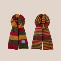 Versatile Soft Yarn Dopamine Contrasting Striped Double-sided Scarf For Women