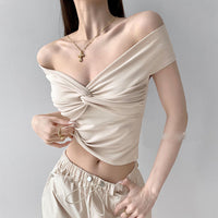 Pleated Kink Stacking Short Sleeve Comfortable Top