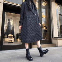 New Padded Quilted Diamond-pattern Cotton Coat