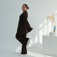 Middle Eastern-style Minimalist And Elegant Long-sleeve Wide-leg Pants Set