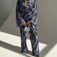 Printed Loose And Cozy Long-Sleeve Pajama Set With Pants For Women