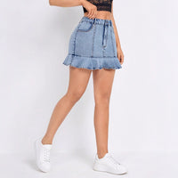 Womens High-waisted Ruffled Midi Skirt