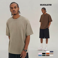 Solid Color Loose Cotton Crew Neck Short Sleeve Men