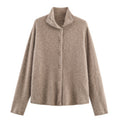 Korean-style Loose Casual High-neck Sweater Cardigan For Women