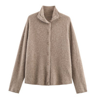 Korean-style Loose Casual High-neck Sweater Cardigan For Women