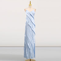 Womens Patchwork Ruffle-Trimmed Resort-Style Slip Dress