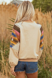 Women's Casual Style Color Matching Printed Loose Sweatshirt