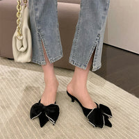 Rhinestone Bow Women's Pointed Toe High Heel Sandals