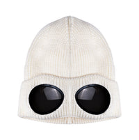 Windproof Mirror And Fleece Knitted Warm Wool Hat