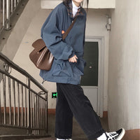 Women's Spring And Autumn Retro Winter New Loose Harajuku Style Both Sides Wear Jacket