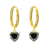 Stainless Steel Heart-Shaped Zircon Earrings Fashionable For Women