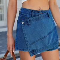 Women's Washed Irregular Denim Short Skirt