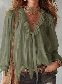 Fashionable V-neck Loose-fit Shirt Top