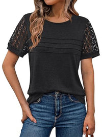 Round-neck Hollow-out Short-sleeve Elegant Loose-fitting