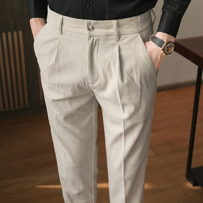 Men's Casual Pants With Corduroy Slim Fit