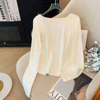 Long-sleeve Off-shoulder Base Top With A Bow Knot