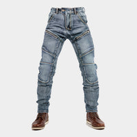 European And American Motorcycle Double Zipper Cycling Pants Four Seasons Slim Racing Anti-fall Jeans