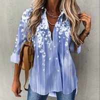 Floral Print Plus-size Long-sleeve Shirt