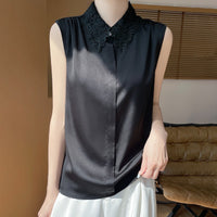 Thin Lace-trimmed Sleeveless Cardigan Vest