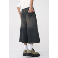 Wide Leg Retro Distressed Flared Cropped Pants