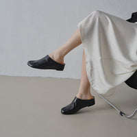Women's Full Grain Leather Tabi Flats, Split Toe Slip-On Mules For Casual & Daily Wear