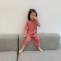 Children's Modal Loose Solid Color Pajamas Homewear Set