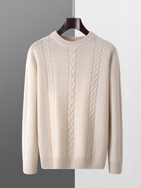 100 Pure Wool Sweater Men's Round Neck Thickened Warm Long Sleeves Sweater
