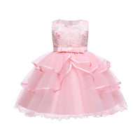 Children's Girls Mesh Vest Solid Color Dress