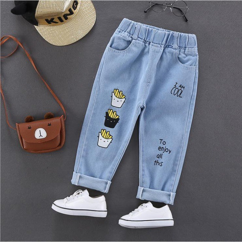 New Printed Boys Denim Long Tide Hot Sale