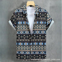 Men's Retro Short Sleeve Casual Loose Shirt