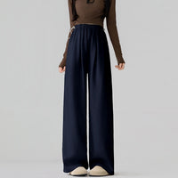 Lightweight Outerwear Belly-Free Lyocell Tencel Linen Drawstring Wide-Leg Pants
